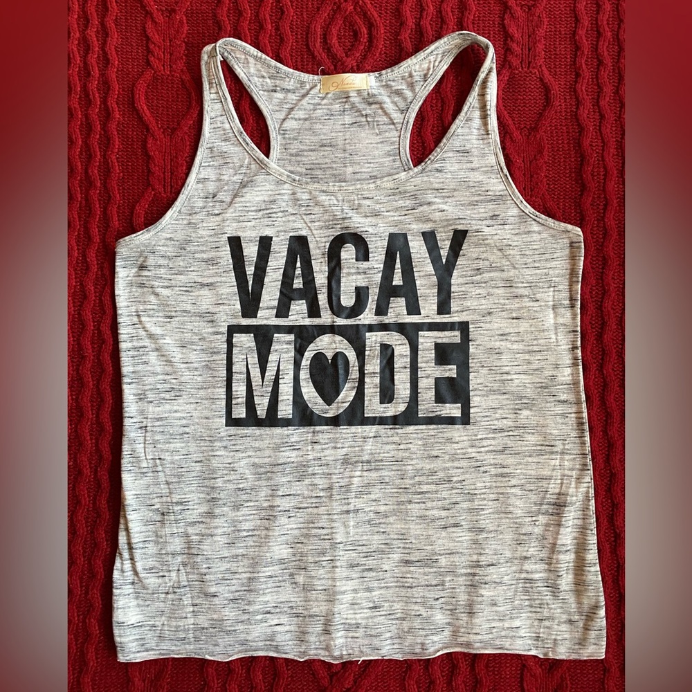Vacay Mode Gray Tank Top Size Large